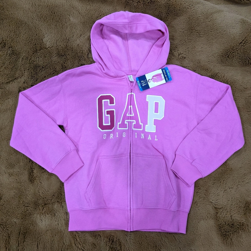 🆕️💜 GAP Kids, L(10/12) Pink Full Zip Fleece Hoodie